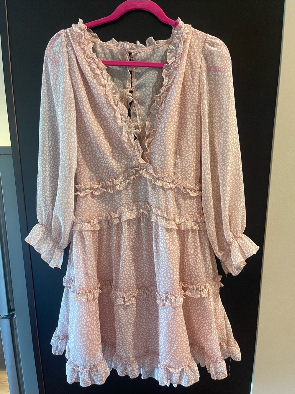 Ruffled Pink Floral Tiered Mini Dress